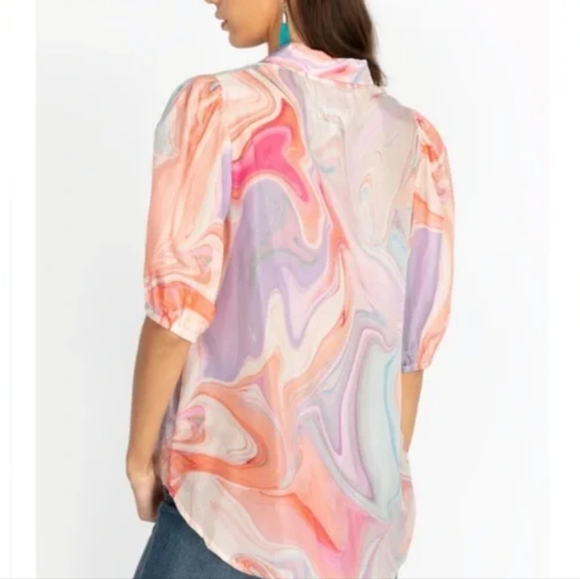 Johnny Was Silk Blouse Gorgeous Swirl Print  Laguna Vesper - Picture 2 of 9